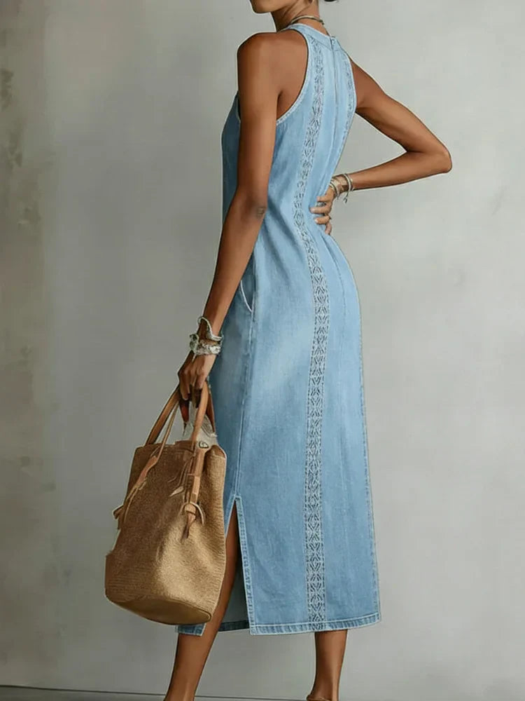 Julia | Retro krajková džínová šaty