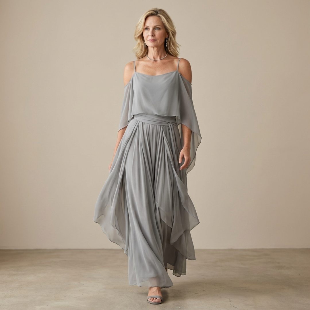 Ivah™ | Dvoudílná souprava s odhalenými rameny a širokými kalhotami