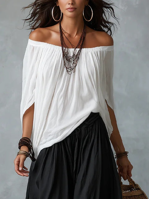 Bianca™ | Set top s otvorenim ramenima i lantern hlačama