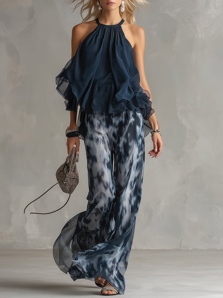 Ludovica™ | Námořnická halter tištěná široká souprava