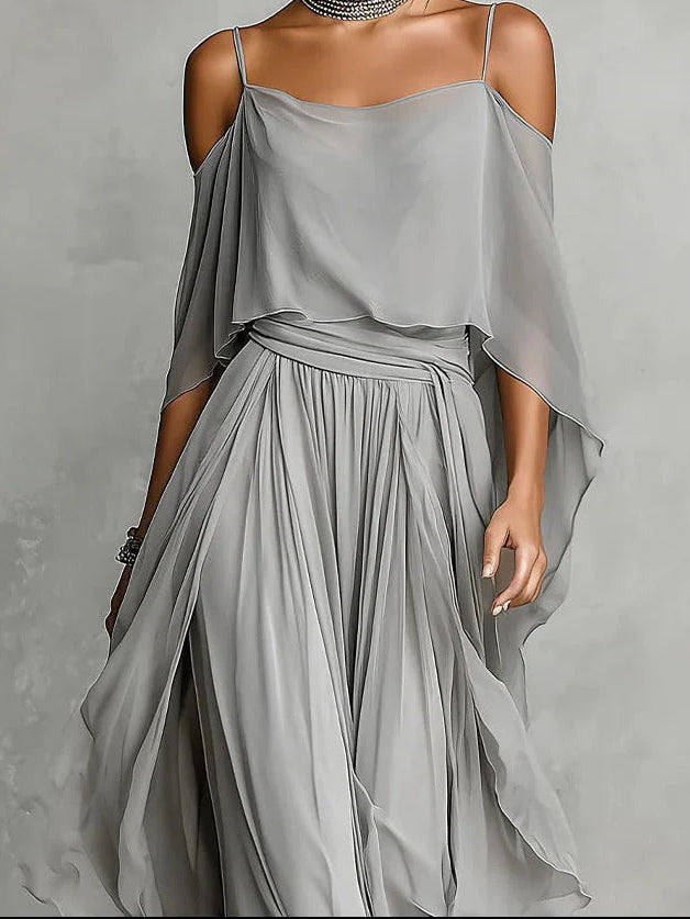 Ivah™ | Dvoudílná souprava s odhalenými rameny a širokými kalhotami