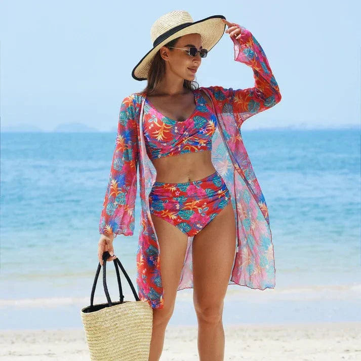 3-dílné bikini s tropickým potiskem | 50% sleva